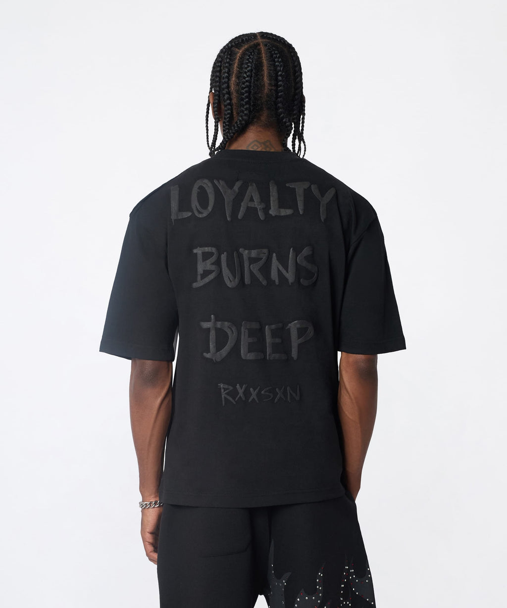 Burns Deep Rhinestone Short Sleeve Tee - Black