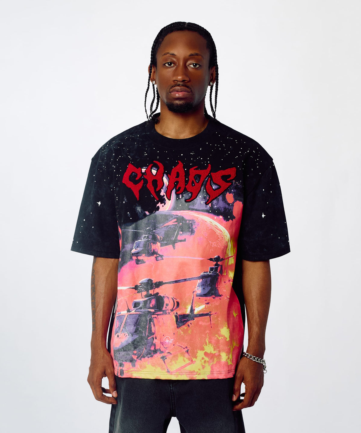 Chaos Chenille Patched Short Sleeve Tee - Black
