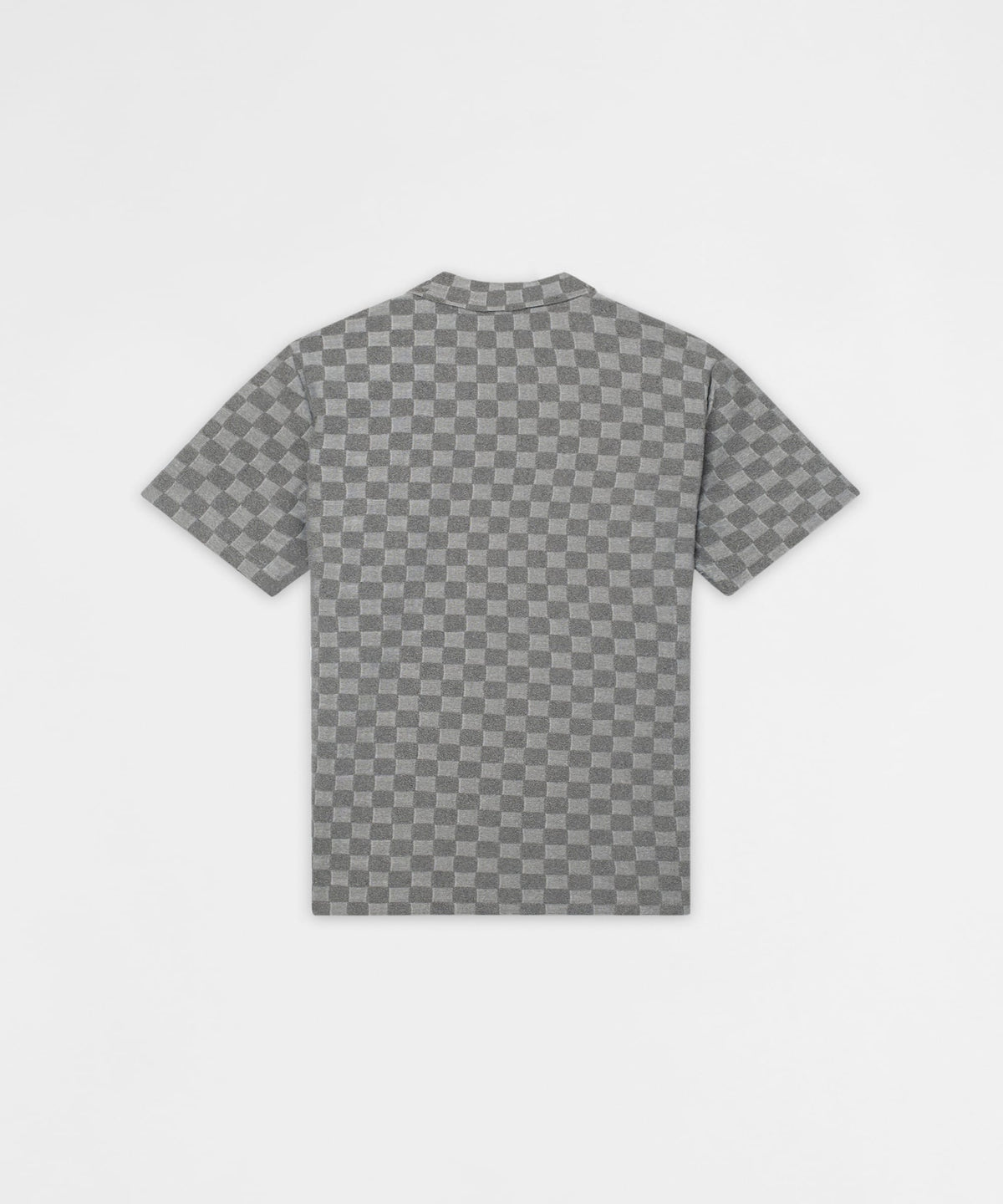 Checkerboard Viscose Button-Down Shirt - Grey