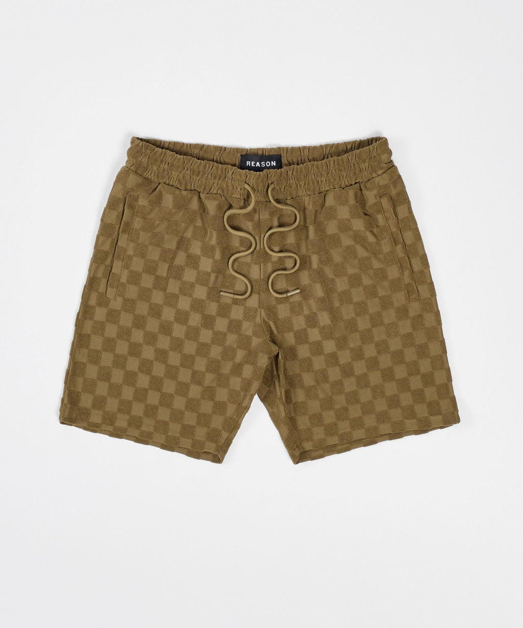 Checkerboard Towel Shorts - Brown